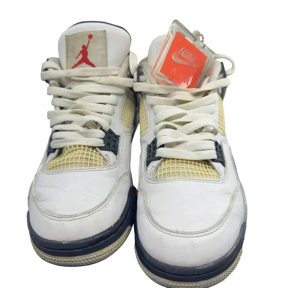 Nike Mens Air Jordan 4 Retro OG Basketball Shoes White/Black Size 9.5 840606-192 - Picture 2 of 9